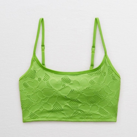 NWT aerie jacquard lime green bikini / mid rise tankini TOP - XL - Picture 2 of 16